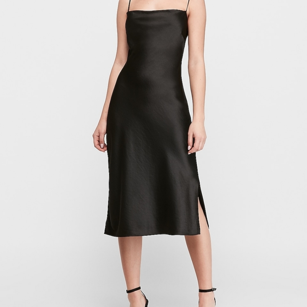 Express Satin Cowl Neck Midi Slip Dress